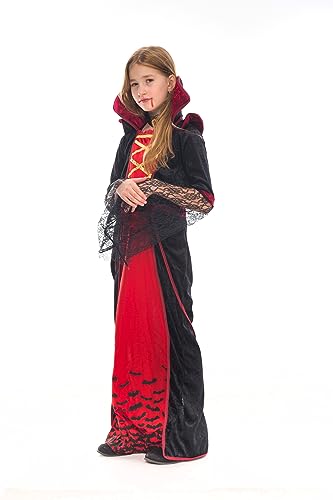 Spooktacular Creations Royal Vampire Costume for Girls Deluxe Set Halloween Gothic Victorian Vampiress Queen Dress Up Party (Medium)