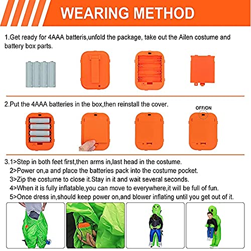 FARONG Inflatable Alien Costume, Inflatable Funny Blow Up Suit Cosplay Fantasy Costume Alien Holding Human Costume Christmas Halloween Costume for Adults and Kids Cosplay Party (Kid Alien)