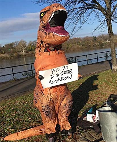 JASHKE Inflatable Costume Trex Dinosaur Costumes Halloween Costume Fancy Dress for Adult (brown)