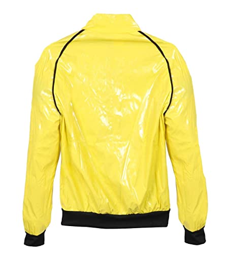 90s Celebrity Costume - Adults Yellow & Black Shell Suit + Matching Hat + Sunglasses + Gold Chain + Black Goatee - Funny Rapper Halloween Stag Do Fancy Dress Costume (Size: Medium)