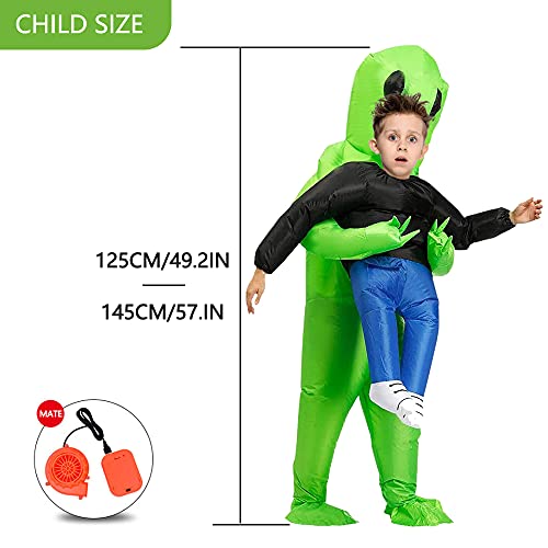 FARONG Inflatable Alien Costume, Inflatable Funny Blow Up Suit Cosplay Fantasy Costume Alien Holding Human Costume Christmas Halloween Costume for Adults and Kids Cosplay Party (Kid Alien)