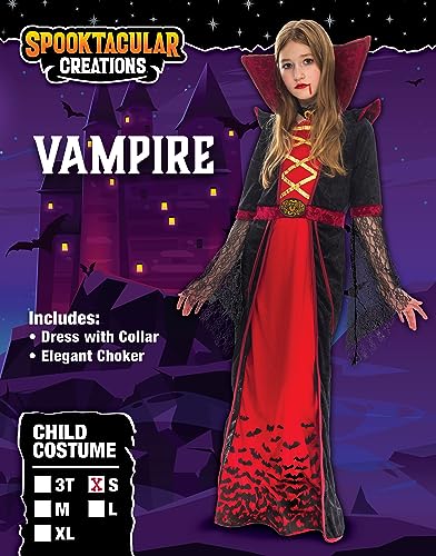 Spooktacular Creations Royal Vampire Costume for Girls Deluxe Set Halloween Gothic Victorian Vampiress Queen Dress Up Party (Medium)