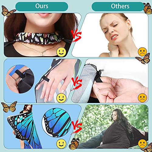 EMAGEREN Butterfly Wings Adult Butterfly Wings Costume Adult Women Butterfly Wings Shawl Fairy Ladies Cape Nymph Pixie Costume Accessory with Headband and Lace Mask for Christmas Halloween Cosplay