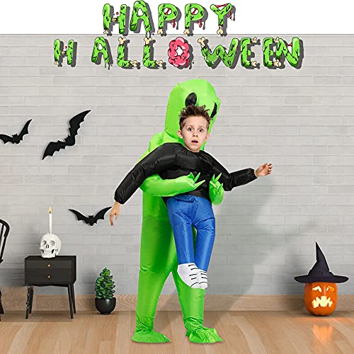 FARONG Inflatable Alien Costume, Inflatable Funny Blow Up Suit Cosplay Fantasy Costume Alien Holding Human Costume Christmas Halloween Costume for Adults and Kids Cosplay Party (Kid Alien)