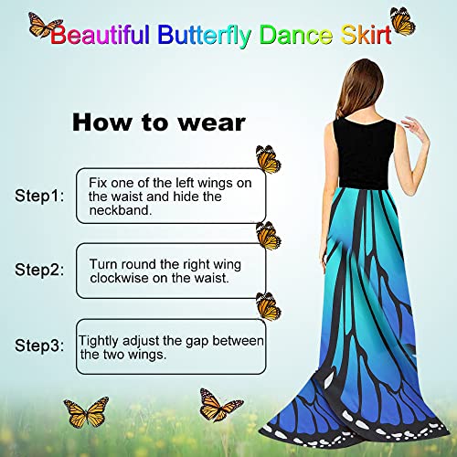 EMAGEREN Butterfly Wings Adult Butterfly Wings Costume Adult Women Butterfly Wings Shawl Fairy Ladies Cape Nymph Pixie Costume Accessory with Headband and Lace Mask for Christmas Halloween Cosplay