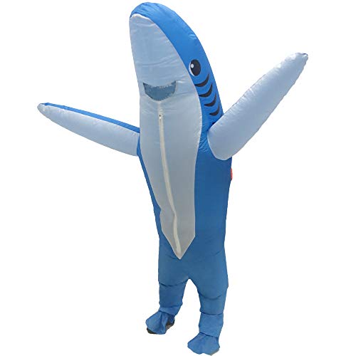 FXICH Inflatable Costume Adult shark costume-inflatable shark costume Funny Dress Party Costume for Adult Halloween Inflatable Costume blue