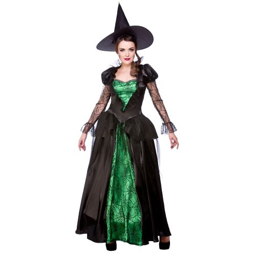 Adult Ladies Deluxe Emerald Witch Halloween Fancy Dress Costume (Medium)