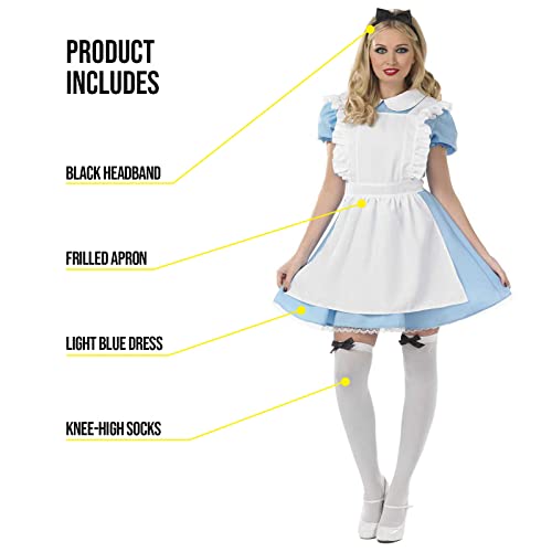 Fun Shack Alice Dress Blue Alice Costume Adult Book Character Fancy Dress World Book Day Costumes for Adults Women Small