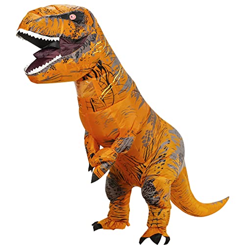 Zi Xi & Zi Qi Inflatable Dinosaur Costume, Trex Costume Adult, Dinasour Inflatable Suits, Dinosaur Outfit, Cosplay Outfit Adult Halloween Dress UP (Classic brown)