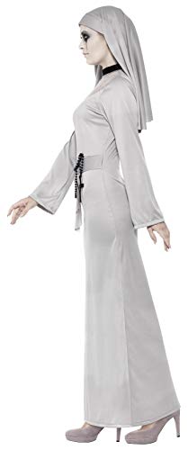 Smiffy's Women's 43728 Costumes Gothic Nun Costume, Dress and Headpiece, Legends of Evil, Halloween, Grey (Gris), Medium
