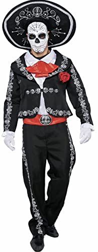 Spooktacular Creations Mens Day of The Dead Mariachi Senor Adult Costume Set Halloween Dress Up Party, Dia de Los Muertos (L)