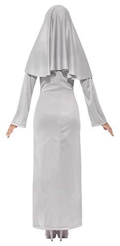 Smiffy's Women's 43728 Costumes Gothic Nun Costume, Dress and Headpiece, Legends of Evil, Halloween, Grey (Gris), Medium