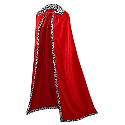 maxToonrain King Costume Kids,Men's Red Cape Velvet Halloween Costumes For Men King Crown And Sceptre Set Adults Funny Fancy Dress Cosplay World Book Day Kids Boys(Red Crown,150)