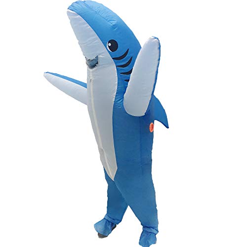 FXICH Inflatable Costume Adult shark costume-inflatable shark costume Funny Dress Party Costume for Adult Halloween Inflatable Costume blue