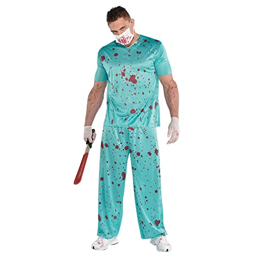 Amscan 841778-55 - Unisex Adults Halloween Bloody Surgeon Scrubs Fancy Dress Costume - Standard