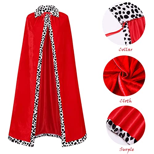 maxToonrain King Costume Kids,Men's Red Cape Velvet Halloween Costumes For Men King Crown And Sceptre Set Adults Funny Fancy Dress Cosplay World Book Day Kids Boys(Red Crown,150)