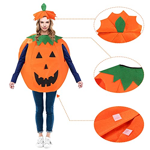 ENXINYI Halloween Pumpkin Costumes for Adult - Unisex Fancy Dress,Cute Pumpkin Outfit,Cosplay Party Clothes,Funny Pumpkin Costume with a Hat for Halloween Dress Up Party