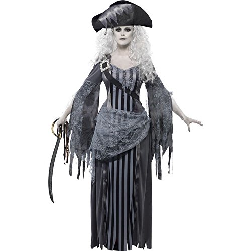 Smiffys Adult Women's Ghost Princess Costume, Dress and Hat, Ghost , Halloween, Size: L, 22970