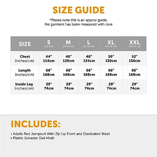 Adults Unisex Bank Robber Fancy Dress Costume - Red Jump Suit With Hood Costume & Face Mask - T.V. Show Fancy Dress (Small - 44 Inch Chest)