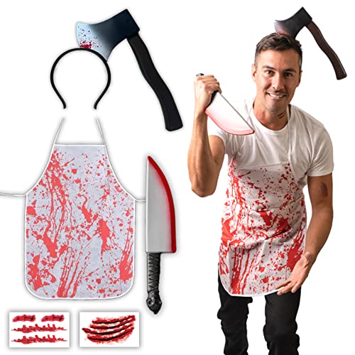 5pcs Butcher - Halloween Costumes For Men - Adult & Teen One Size Fits All - 2022 Trending Fancy Dress - UK Based Brand