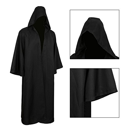 Golden service Adult Halloween Costume Tunic Hoodies Robe Cosplay Capes, XXL, Black