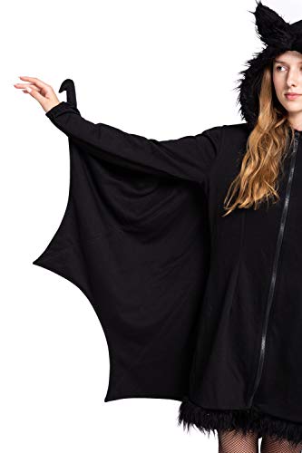 Spooktacular Creations Woman’s Black Bat Zip Hoodie Halloween Costumes for Adults (Large)