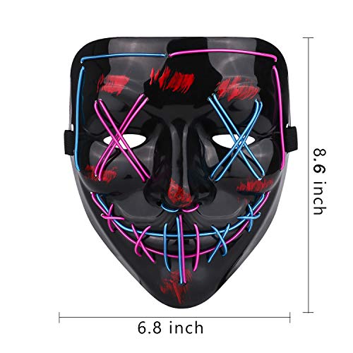 SUOHINAO Halloween Mask LED Light up Mask Halloween Face Masks for Halloween Festival Cosplay Costume Party Supplies for Adult Men Women