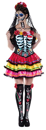 Rubie's Official Ladies Day of The Dead Senorita Skeleton Halloween, Adult Costume - Small