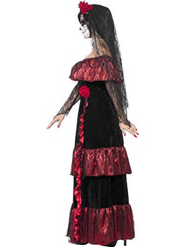Smiffys Adult Women's Day of the Dead Bride Costume, Dress and Rose Veil, Day of the Dead, Halloween, Size: L, 43739