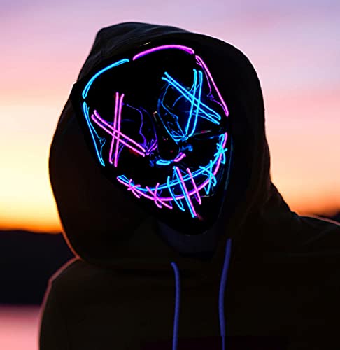 SUOHINAO Halloween Mask LED Light up Mask Halloween Face Masks for Halloween Festival Cosplay Costume Party Supplies for Adult Men Women