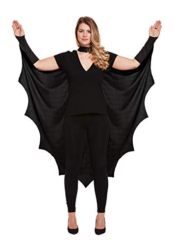 HENBRANDT Adult’s Black Bat Cape Costume Accessory Winged Cape Scary Fancy Dress Outfit Vampire Bat Wings Witch Cape One Size Halloween Fancy Dress for Women and Men