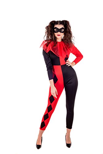 Fun Shack Jester Costume Women, Harlequin Costume Women, Ladies Jester Halloween Costume, Halloween Clown Costumes for Women Large