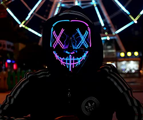 SUOHINAO Halloween Mask LED Light up Mask Halloween Face Masks for Halloween Festival Cosplay Costume Party Supplies for Adult Men Women