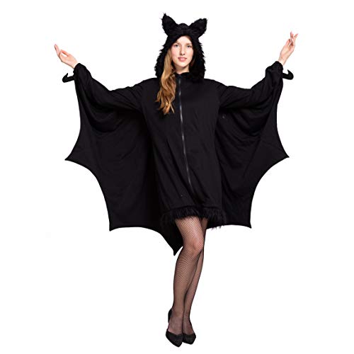 Spooktacular Creations Woman’s Black Bat Zip Hoodie Halloween Costumes for Adults (Large)