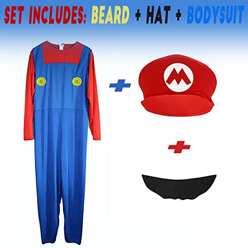 New Adult Men Super Mario Luigi Bros Plumber Brothers Fancy Dress Outfit Costume