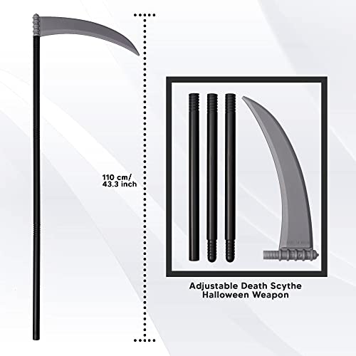 Grim Reaper Costume Adult 4 Piece Skeleton Costume - Skeleton Mask & Skeleton Gloves Grim Reaper Scythe Grim Reaper Robe - Adult Grim Reaper Halloween Costume Scary Halloween Costumes for Men