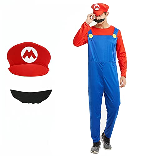 New Adult Men Super Mario Luigi Bros Plumber Brothers Fancy Dress Outfit Costume