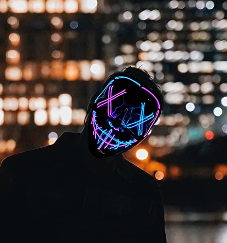 SUOHINAO Halloween Mask LED Light up Mask Halloween Face Masks for Halloween Festival Cosplay Costume Party Supplies for Adult Men Women