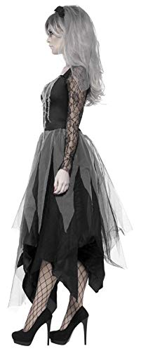 Smiffys Graveyard Corpse Bride Ladies Fancy Dress Halloween Wedding Zombie Adult Costume, Black, XXL - UK Size 24-26