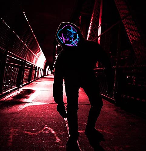 SUOHINAO Halloween Mask LED Light up Mask Halloween Face Masks for Halloween Festival Cosplay Costume Party Supplies for Adult Men Women