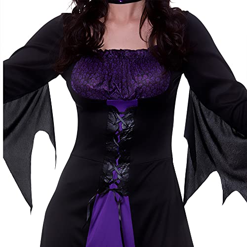 Adult Ladies Spellbound Witch Purple/Black Halloween Fancy Dress Costume (Women: 14-16)