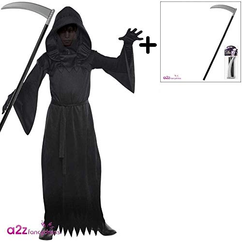 Adults Standard Phantom Of Darkness Fancy Dress Halloween Costume with Toy Scythe (Plastic)