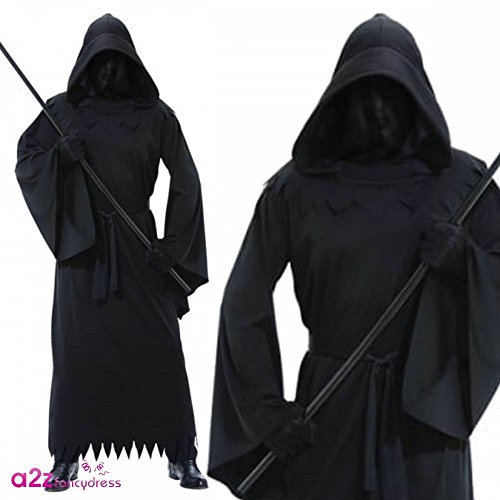Adults Standard Phantom Of Darkness Fancy Dress Halloween Costume with Toy Scythe (Plastic)