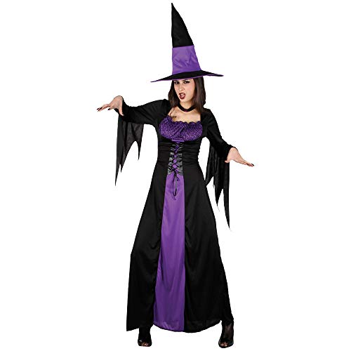 Adult Ladies Spellbound Witch Purple/Black Halloween Fancy Dress Costume (Women: 14-16)