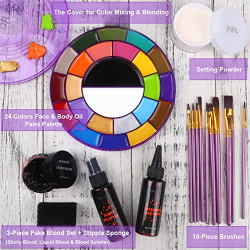 24 color Halloween makeup kit with accessories