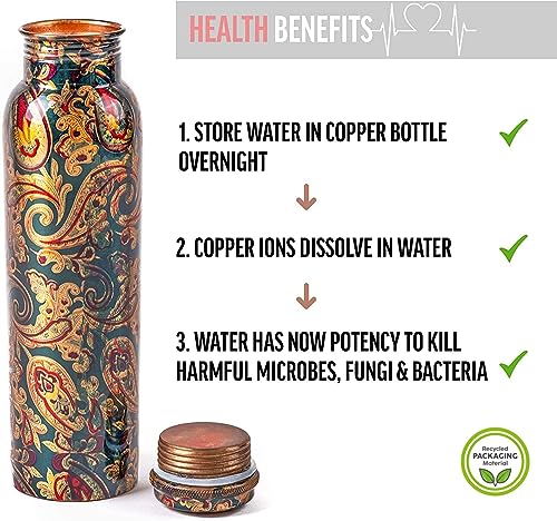 Premium Copper Water Bottle for Yoga & Sports