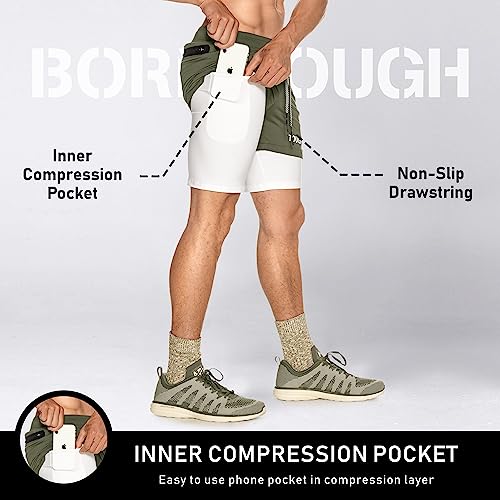 Born Tough Men's Yoga Shorts, 5 Inch Inseam