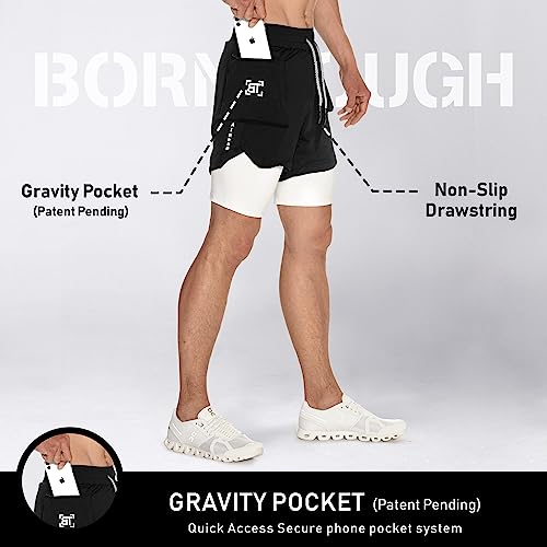 2-in-1 Gym Workout Shorts for Men - Black