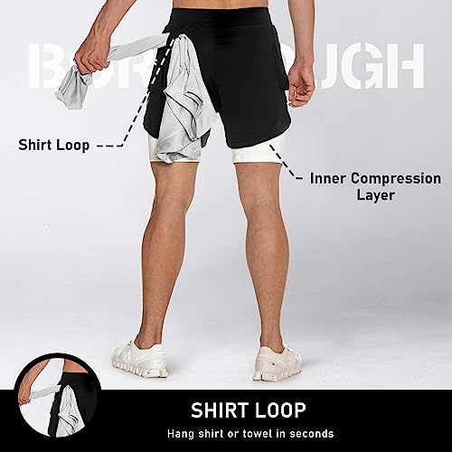 2-in-1 Gym Workout Shorts for Men - Black