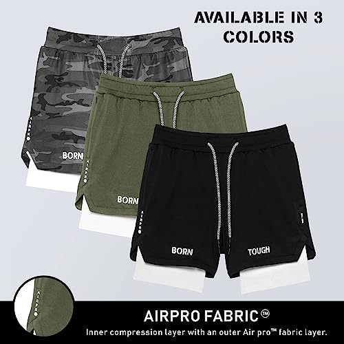 Born Tough Men's Yoga Shorts, 5 Inch Inseam